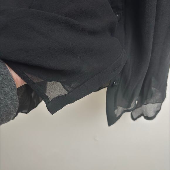 100% Silk Asymmetrical Sheer Black Ruffle Sleeveless Whimsigoth Tunic Top XS - Picture 4 of 8